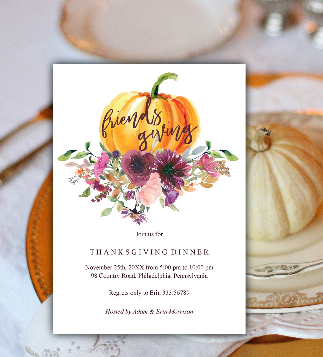 Harper Friendsgiving Dinner Invite Simple Friendsgiving Invitation