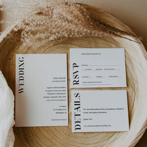 Partecipazioni di Matrimonio stile minimalista moderno da stampare, collezione moderna elegante, template PDF