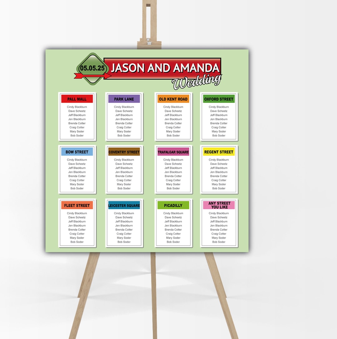 Table Game Wedding Seating Chart Printable Matching Table Etsy