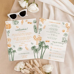 Programma di matrimonio stile tropicale da editare e stampare aa106