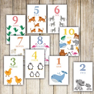Flash Cards in inglese per imparare i numeri da 1 a 10, PDF e JPD download istantaneo