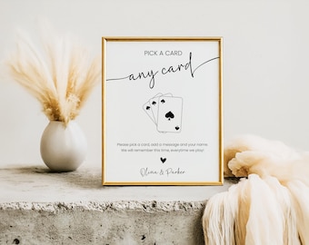 Playing Cards Guest Book Sign, Wedding Guestbook idea, Pick a Card Any Card Guestbook Sign, Personalized Sign Our Guestbook, 8x10"