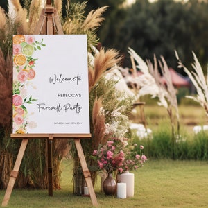 Summer Farewell Party Welcome sign Template, Bright citrus and flowers Going Away Party decor, grapefruit lime oranges colorful AA074 zdjęcie 2
