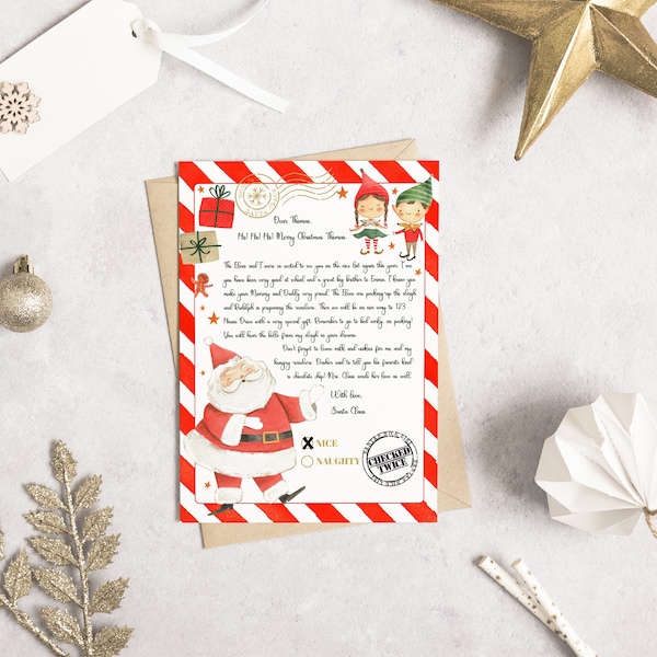 Letter from Santa, personalized Letter from Santa Claus, Letter from the desk of Santa Clause Editable with Corjl Printable Download