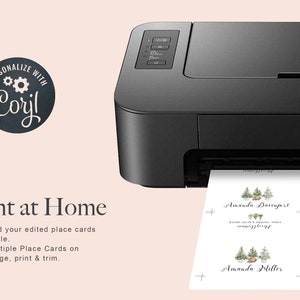 Christmas Place Cards Template, Holiday Place Card editable, Place Card Christmas Oine trees, Editable table name Card image 3