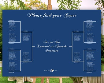 Sport themed wedding seating chart, tournament brackets, printable file tableau