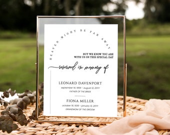 Minimalist Modern Wedding Reserved in Memory sign template, in loving memory sign, elegant calligraphy memory sign aa031