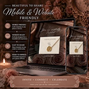 Romantic Interactive Wedding Invitation Template | Editable in Canva | Digital Invite | RSVP | Music | Countdown |Registry Link|