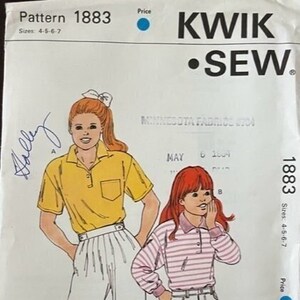 Kwik Sew #1883 Vintage Pattern - (Youth) Shirts - Uncut