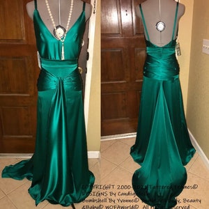 1930s Insp deep Rich teal green &#39;Keira&#39; Atonement Plunge Back Godet Bridal Wedding Evening STRETCH Silk Charmeuse Gown Dress CUSTOMIZED