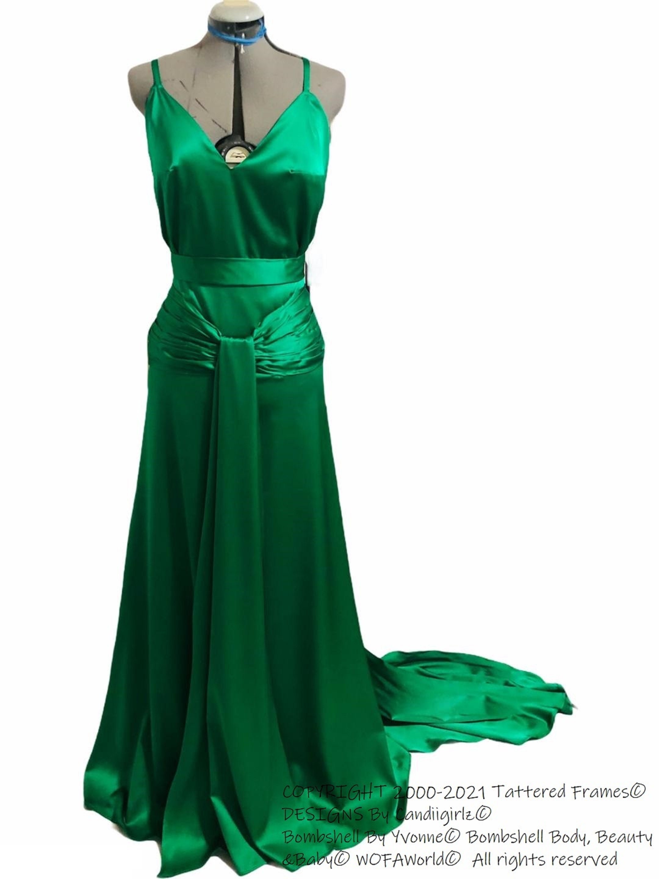 1930s Insp Emerald Green keira Atonement Plunge Back Godet Bridal Wedding Gala Evening Silk Dress CUSTOMIZED Etsy