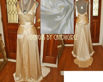 1930s Insp OFF White, Ivory Keira gown Atonement  inspired silk Charmeuse Plunge bridal wedding event Gown dress RTS size 2,4/6,8