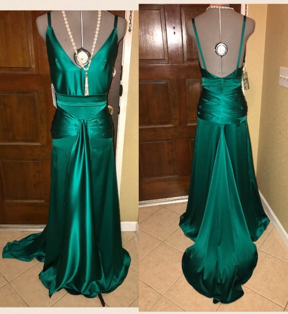 teal silk dress