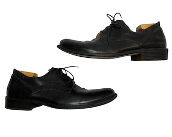 Fiorentini + Baker Derby Shoes Mens 46 Black Leather Lace Up Made in Italy