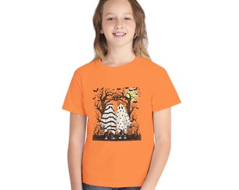 Halloween T-shirt, kindershirt, Trick-or-Treat pompoenen, griezelige bomen, griezelige kinderen, Halloween shirt, Halloween decoratie, Halloween kinderen