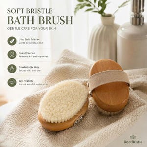 Long Handle Dry Body Brush, Natural Sisal Bristle Bath Brush, Bamboo Back Scrubber, Exfoliating Body Brush for Dry Brushing & Shower