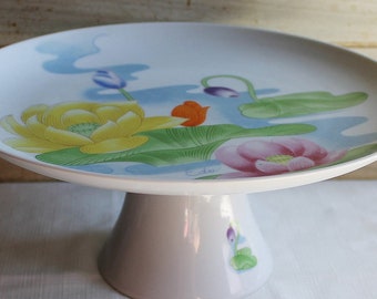 Cake Stand-Seymour Mann Water Lily - Porcelain Footed Cake Plate- Eda - Pedestal Cake Stand -Vintage Wedding- Woodland Wedding- Collectibles