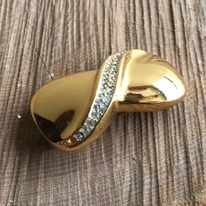 Bow Brooch-Gold Toned and Rhinestones Brooch-Modern Pin-Unique Brooch-Modern Design-Vintage Wedding Brooch