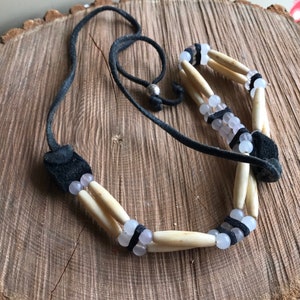 Tribal Choker-Native American-Pipe Beads-Southwestern-Leather Tie Closure