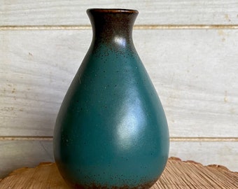 Ceramic Bud Vase-Turquoise-Brown-Small Vase-Home Decor-Kitchen Decor