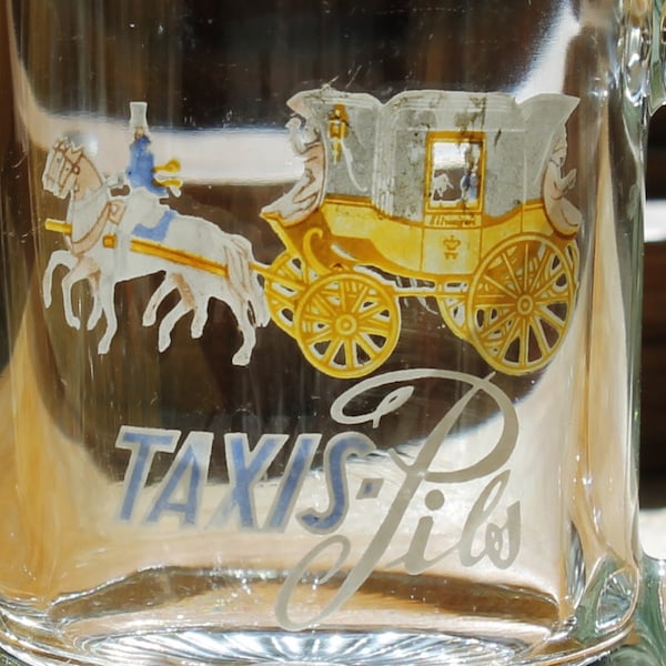 Vintage Taxis Pils Beer Glass Mug - German Beer - Stein - Man Cave - Collectibles - Advertising - Barware -Breweriana- Drinkware -Home Decor