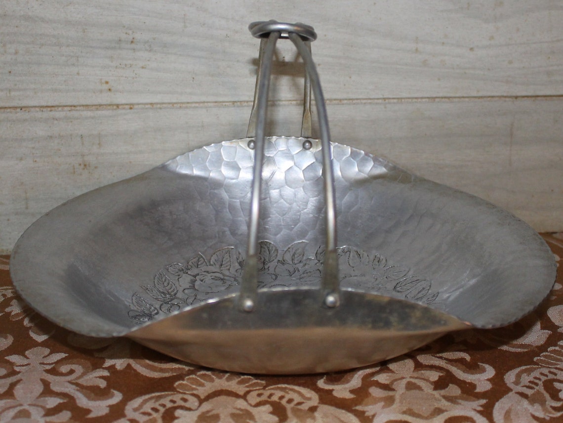 World Hand Hammered Aluminum Basket Home Decor Etsy