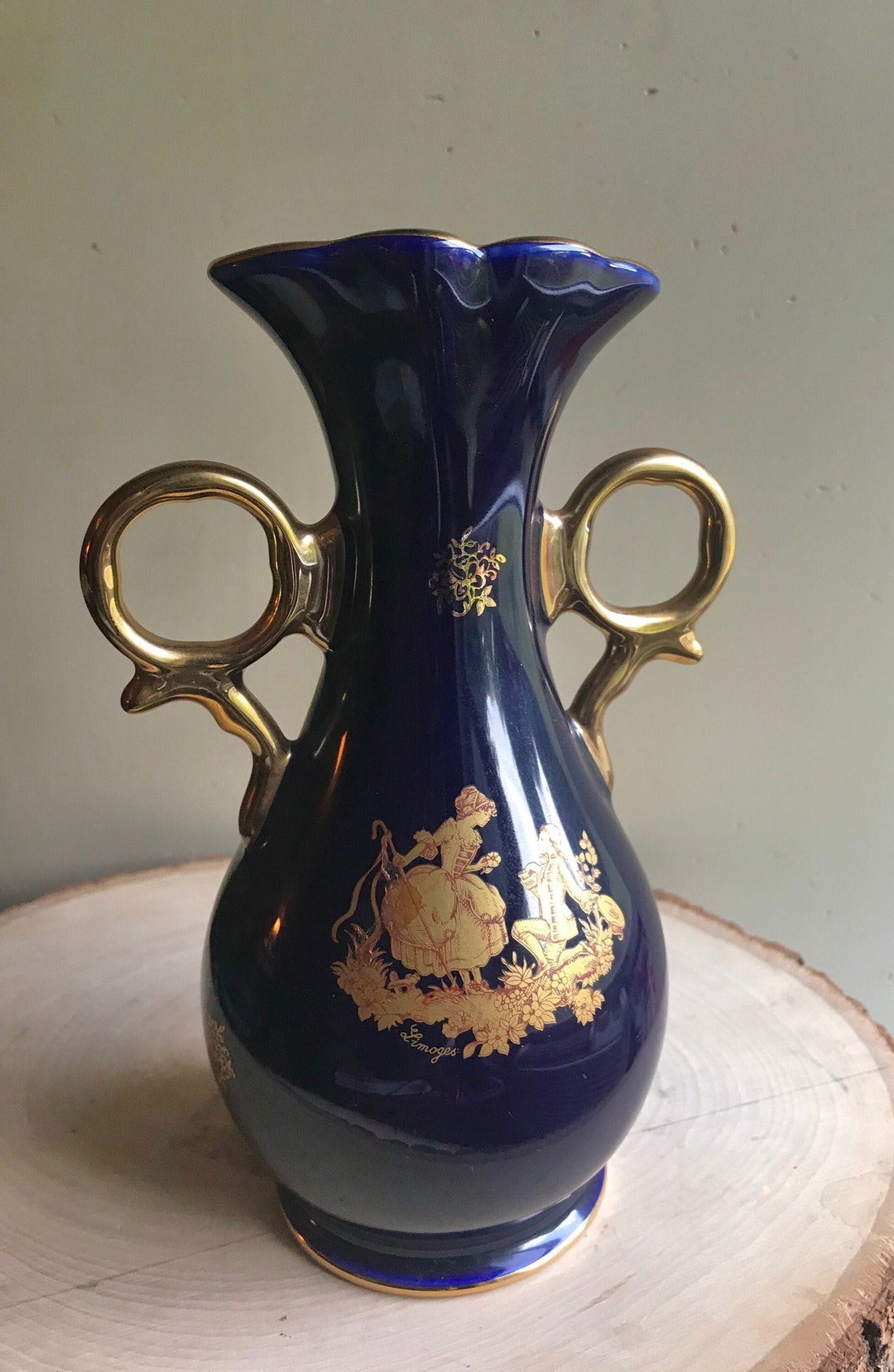 Limoges Vasecobalt Blue and 22K Goldporcelain Limoges Castel Etsy
