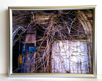 Abandoned Church-Framed 8 x 10 Photograph-Hudson Valley NY-New Paltz-Spooky-Color-Art-Silver Frame