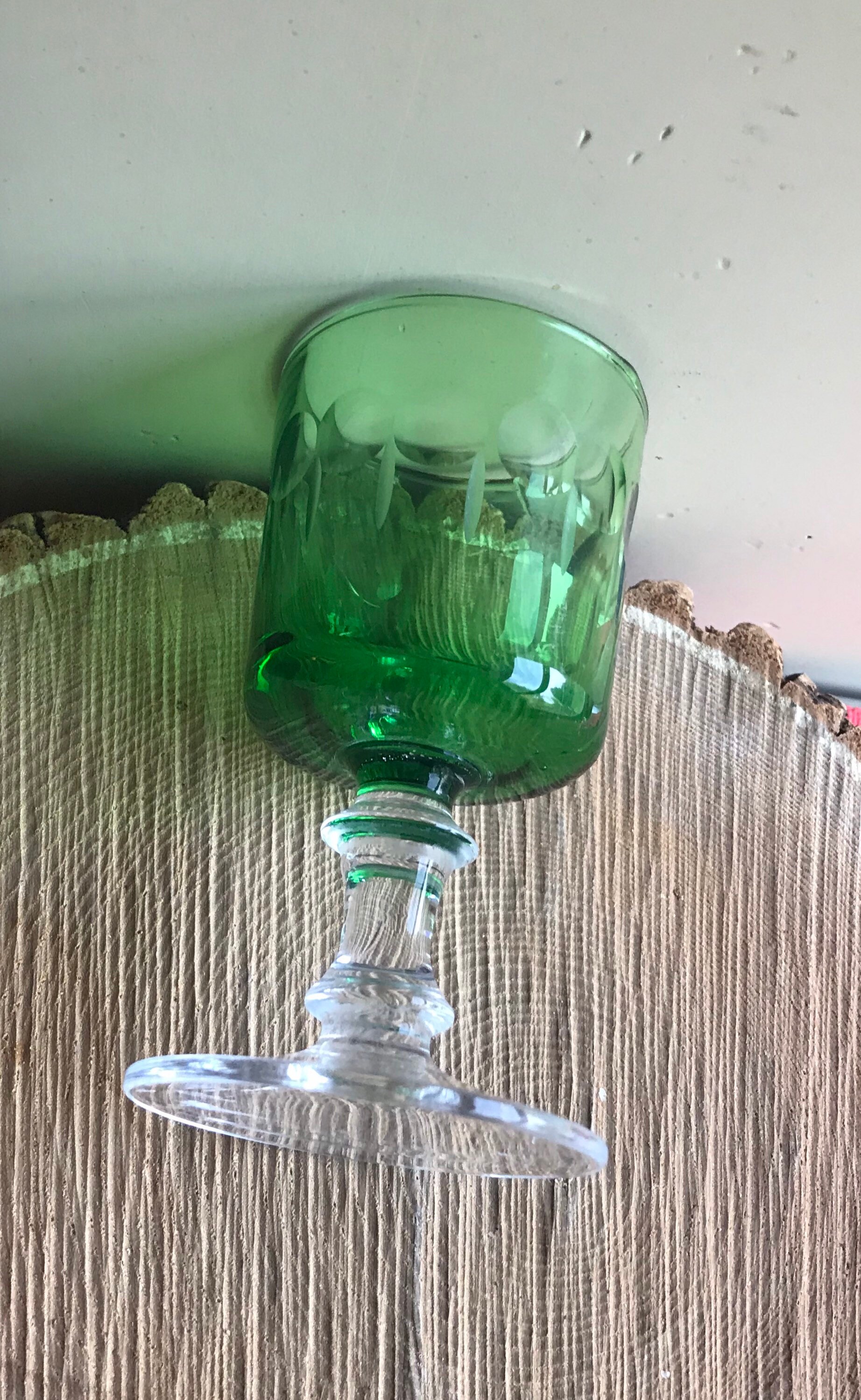 Green Wine Glass-green Crystal-vintage Wine Glass - Etsy