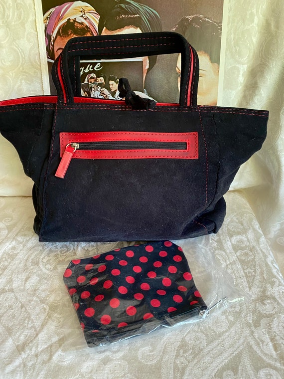 Lancôme Black and Red Bag-Makeup Bag-Black Felt-Po