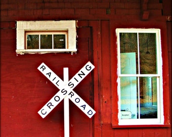 Railroad Photos - Historic Train Station- Hudson Valley NY-  8 X 8 Print - Wall Art - Red Photos - Man Cave Decor- Trains - Choice of Photos