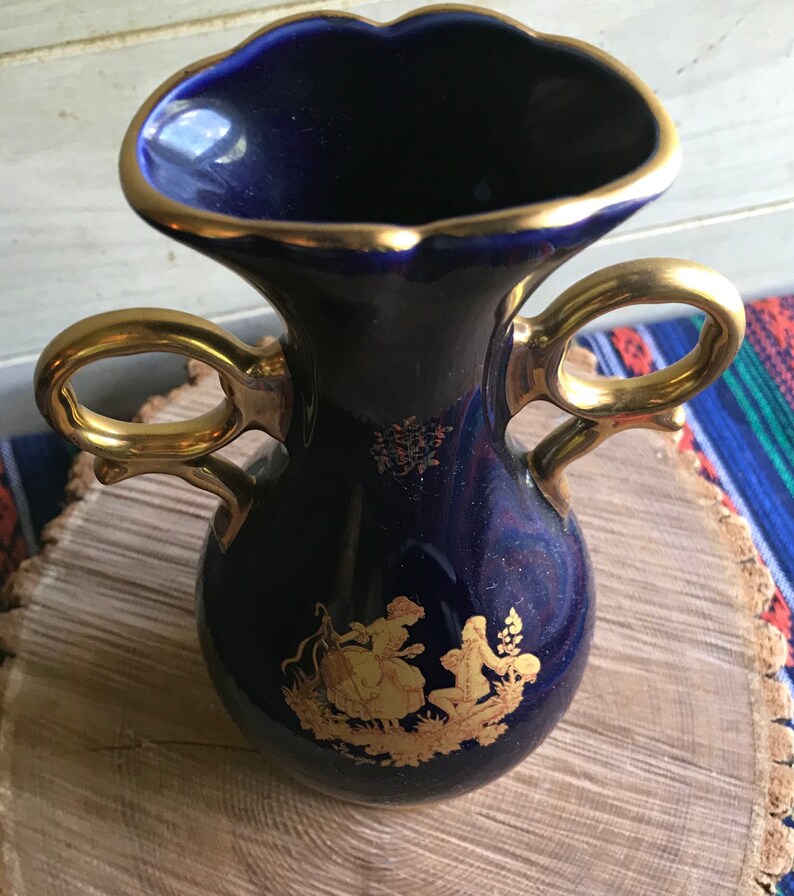 Limoges Vasecobalt Blue and 22K Goldporcelain Limoges Castel Etsy