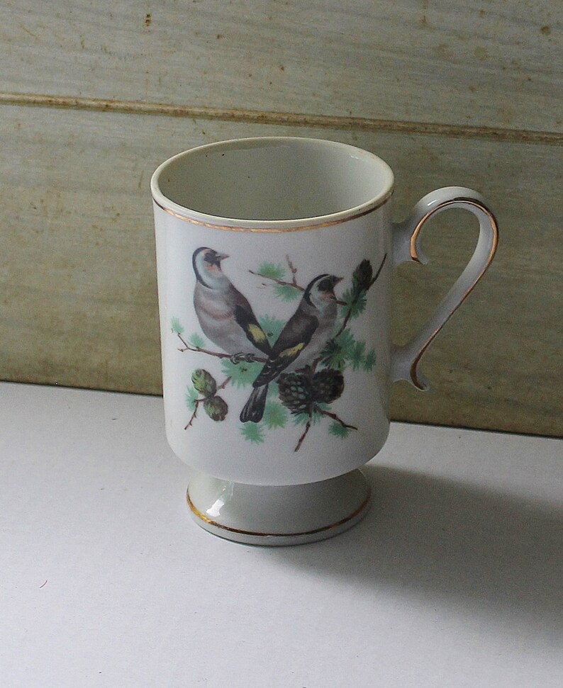 Royal Crown Porcelain Footed Mug Birds Vintage Etsy