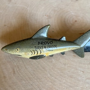 Handmade Wooden Shark Letter Opener-Turks and Caicos Souvenir-Provo-Hand Painted