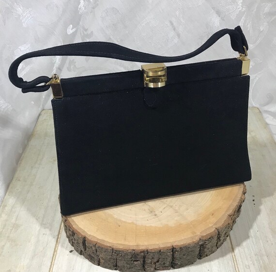 Elegant Black Bag - Moleskin - Mad Men - Mid Centu
