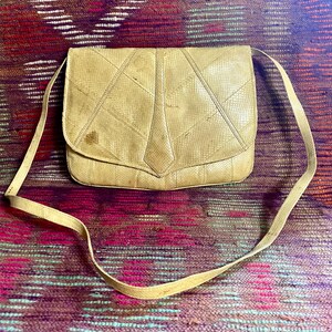 Vintage Snakeskin Shoulder Bag-Beige-Clutch-WA Thompson Co NY Paris-Made in Philippines