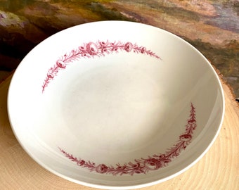 Furstenberg Porcelain Soup Bowl-Galerie Pattern-Germany-White and Red-Serving Bowl-#02767