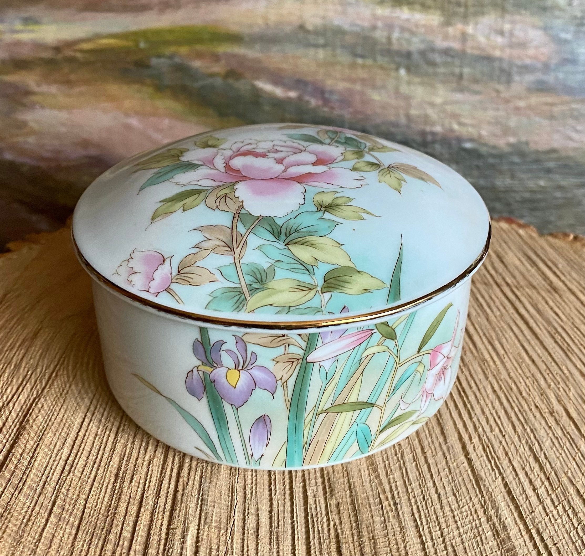 Vintage Shibata Porcelain Trinket Dish With Lid-ring Dish