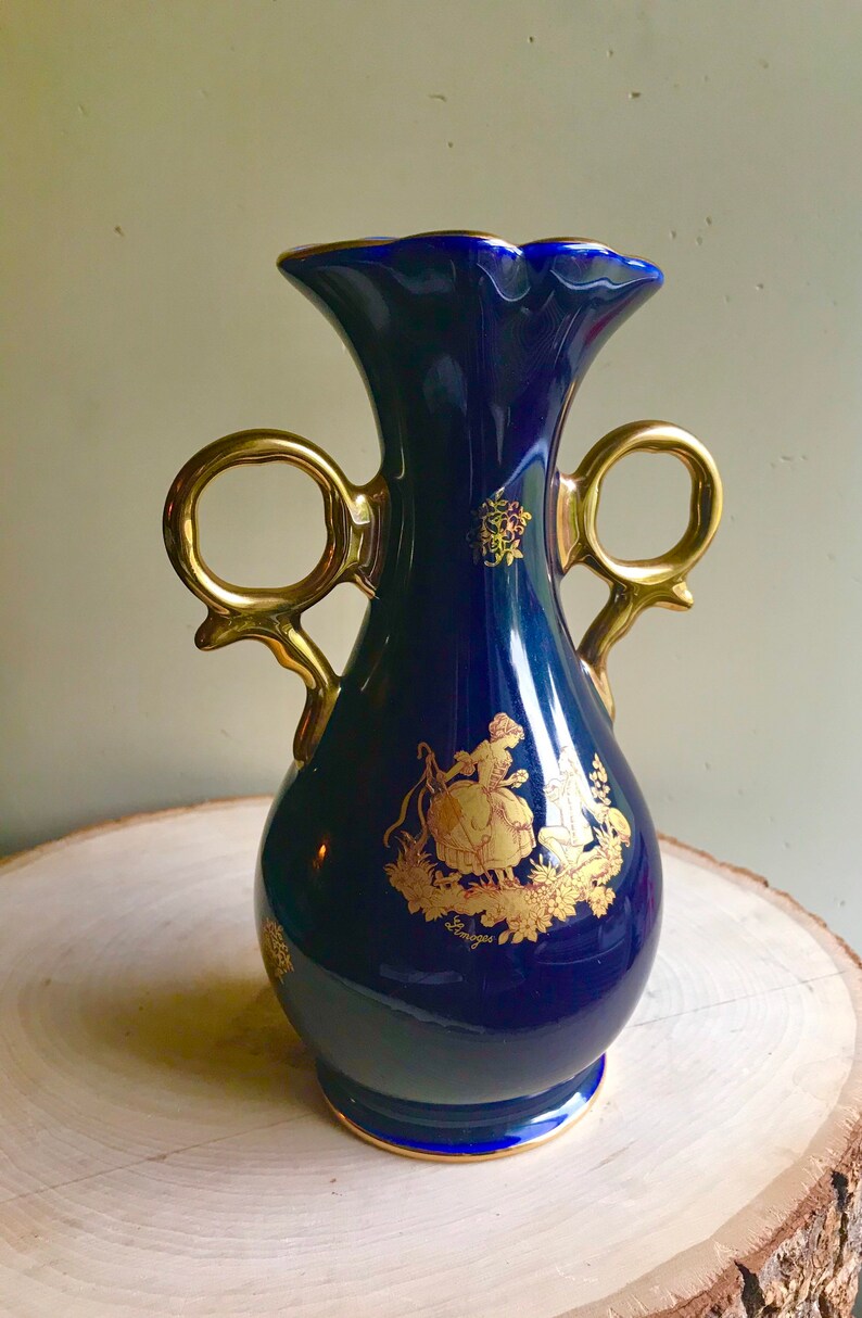 Limoges Vasecobalt Blue and 22K Goldporcelain Limoges Castel Etsy