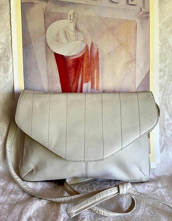 Vtg Palizzio Handbag Women Cream Off White Leather Envelope Purse Shoulder  Bag | eBay