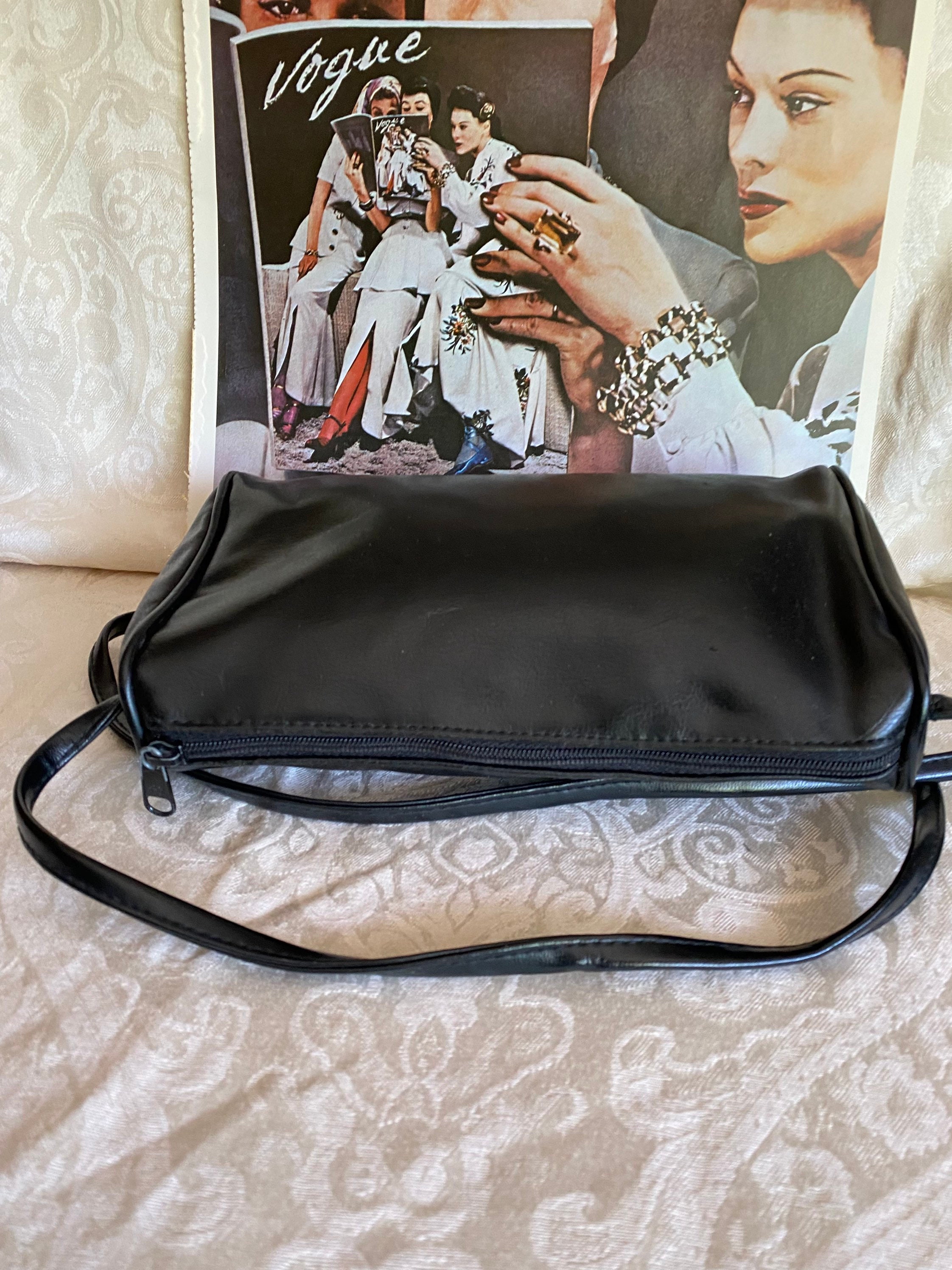 Black Faux Leather Purse M International Small Black Handbag Crossbody Bag Etsy