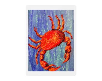 Röd krabba illustration pokerspelkort | Strand nautisk kortlek