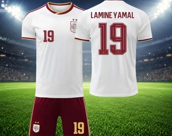 Spanien-Trikotset, Yamal Nr. 19 Trikot und Shorts, personalisiertes Fußballtrikot mit Namen und Nummer, Erwachsenen- und Kindergrößen, Geschenk für Fans