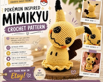 Pokémon Inspired Mimikyu Crochet Pattern| Cute Amigurumi Crochet Pattern | Beginner Friendly Plush Tutorial | Instant Digital Download