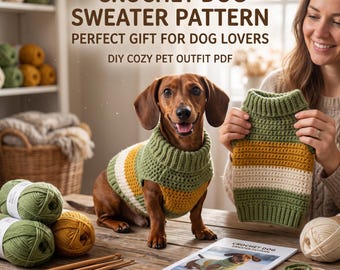Dog Sweater Crochet Pattern Easy DIY Pet Clothing PDF Small Dog Sweater Pattern