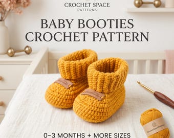 Crochet Baby Booties Pattern 0-9 Months PDF | Baby Shoes Crochet Pattern | Newborn Booties | Instant Download