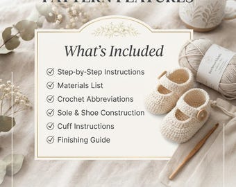Baby Crochet Booties Pattern | Newborn Shoes, 0-3 Months (PDF Download)