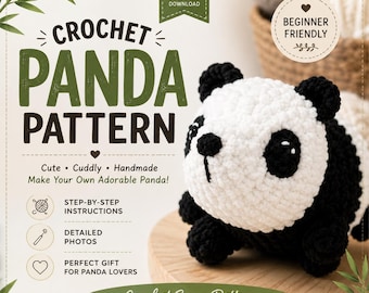Crochet Fluffy Panda PDF Pattern  Cute Fur Yarn Amigurumi Panda Plush Beginner Crochet Pattern