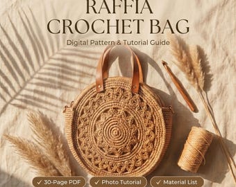 Crochet Raffia Bag Pattern PDF | Summer Beach Tote Bag Tutorial | Digital Download