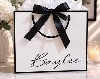Custom Gift Bags,Personalized Name Bags, Ribbon Tie Rope,Thank You Gift Bags, Birthday Gift Bags, Wedding Gift Bags, Bridesmaid Gift Bags